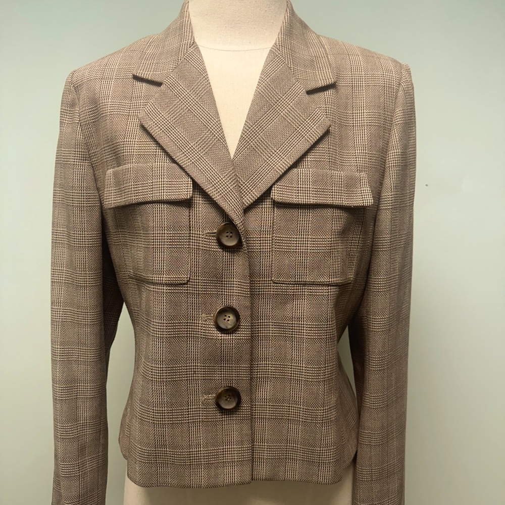 Kasper and Company brown plaid Blazer